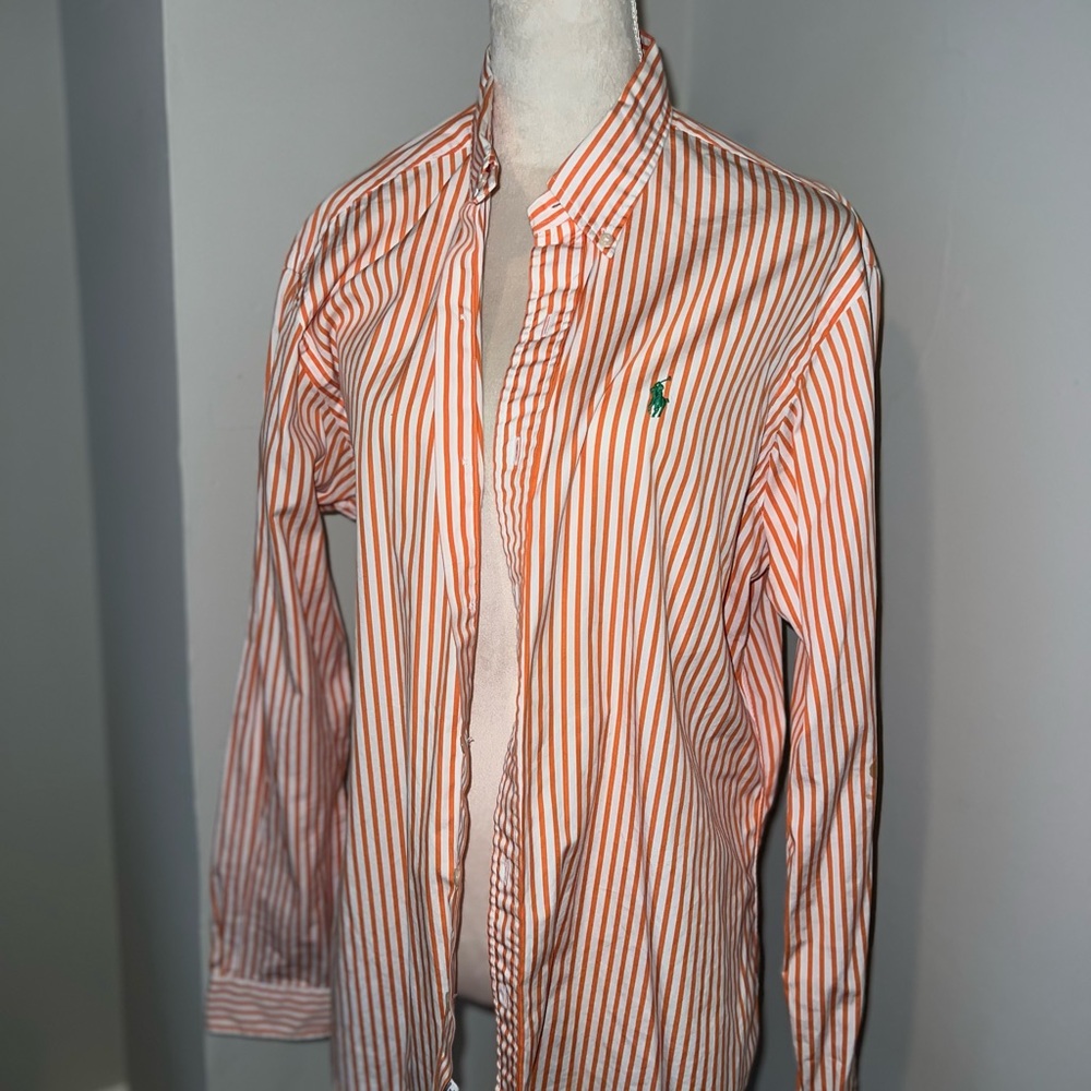 Orange button down